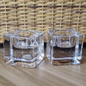Crystal Clear Glass Orrefors Candle Holders (2)